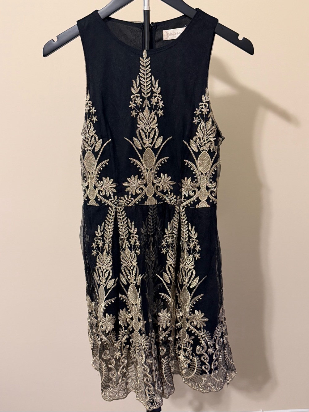 Black Dress with Gold Embroidered Detail